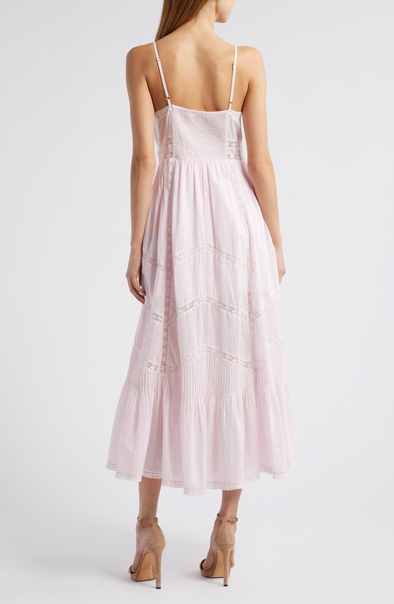LoveShackFancy Esilda Lace Trim Cotton Dress, Alternate, color, Pink