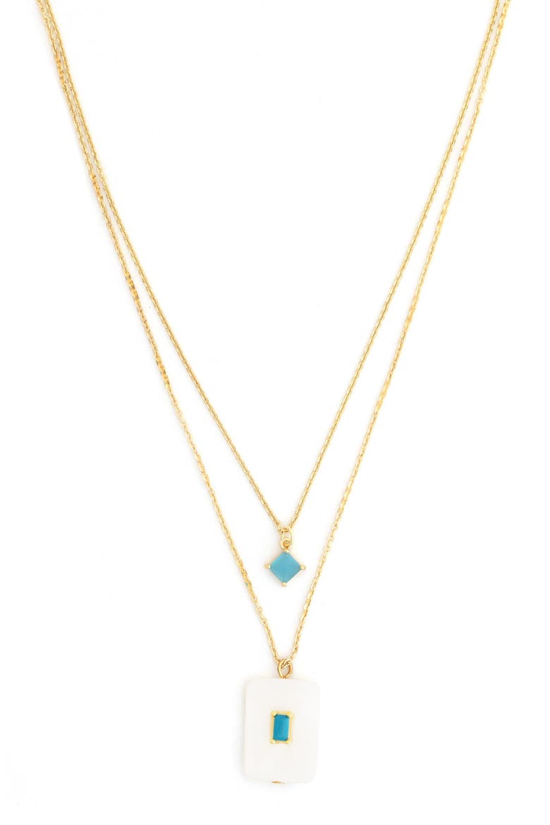 White Stone Blue Accent Layered Necklace, Main, color, WHITE