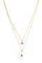 White Stone Blue Accent Layered Necklace