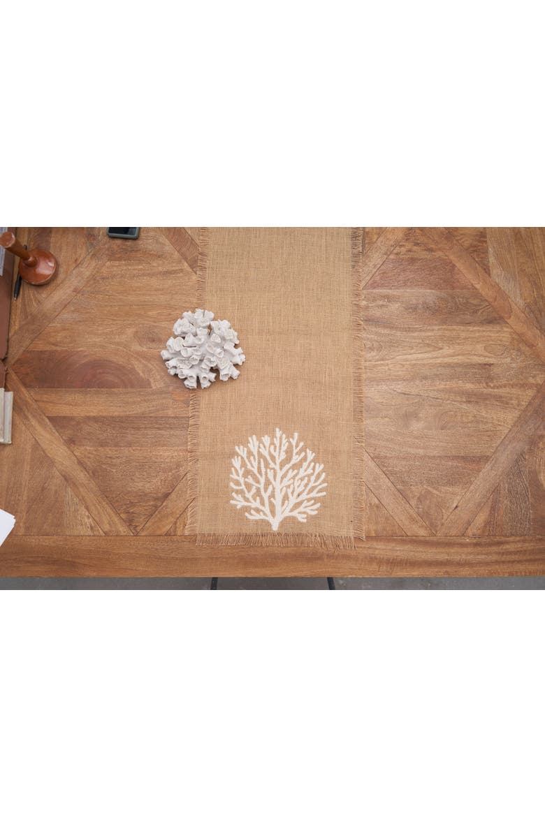 Nature Coral Fringed Woven Machine Washable Table Runner 14" x 72", Alternate, color, Pink