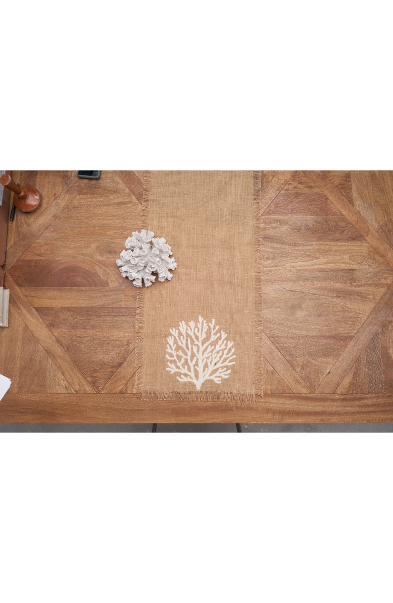 C&F Home Nature Coral Fringed Woven Machine Washable Table Runner 14" x 72", Alternate, color, Pink