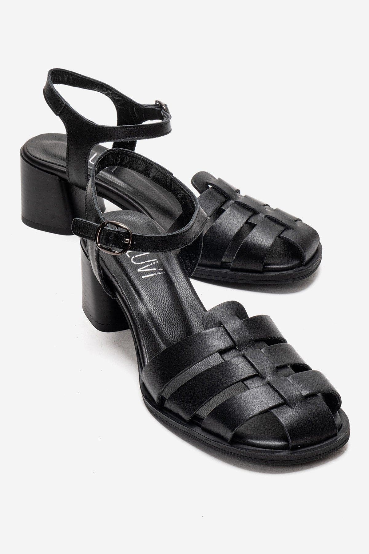 Forever & Always Shoes Devora Leather Block Heel Sandal, Main, color, Black