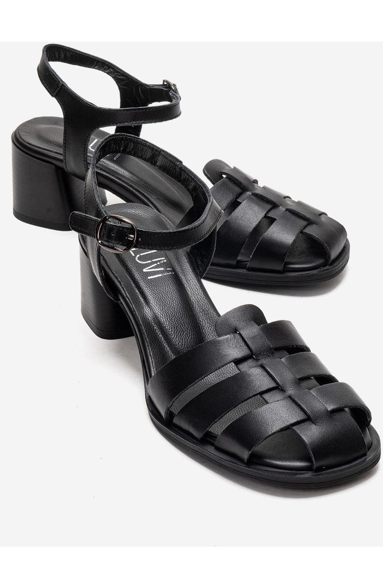 Forever & Always Shoes Devora Leather Block Heel Sandal, Main, color, Black