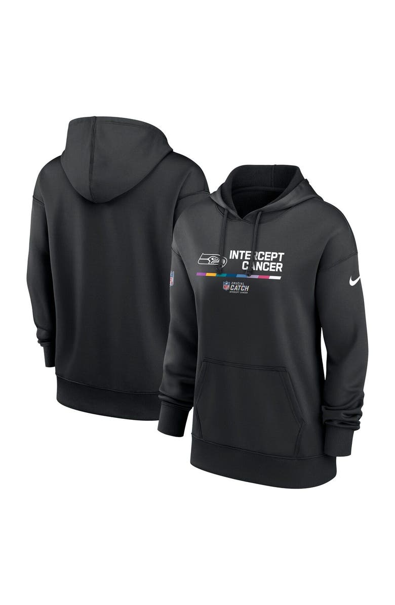 Nike Women's Nike Black Seattle Seahawks 2022 NFL Crucial Catch Therma Performance Pullover Hoodie, Main, color,