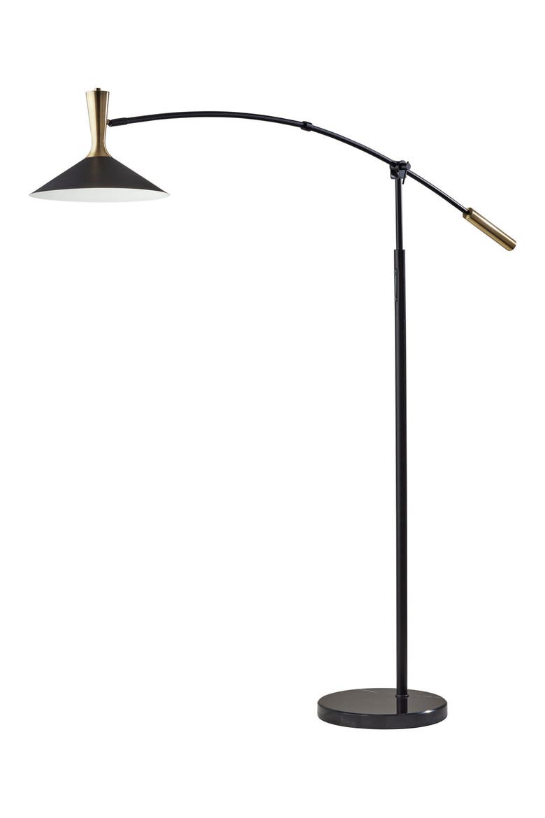 Bradley LED Arc Lamp, Main, color, BLACK W. ANTIQUE BRASS ACCENTS
