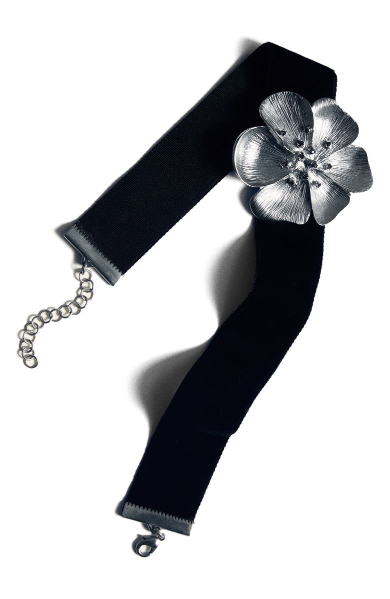 MANGO Crystal Flower Choker Necklace, Alternate, color,