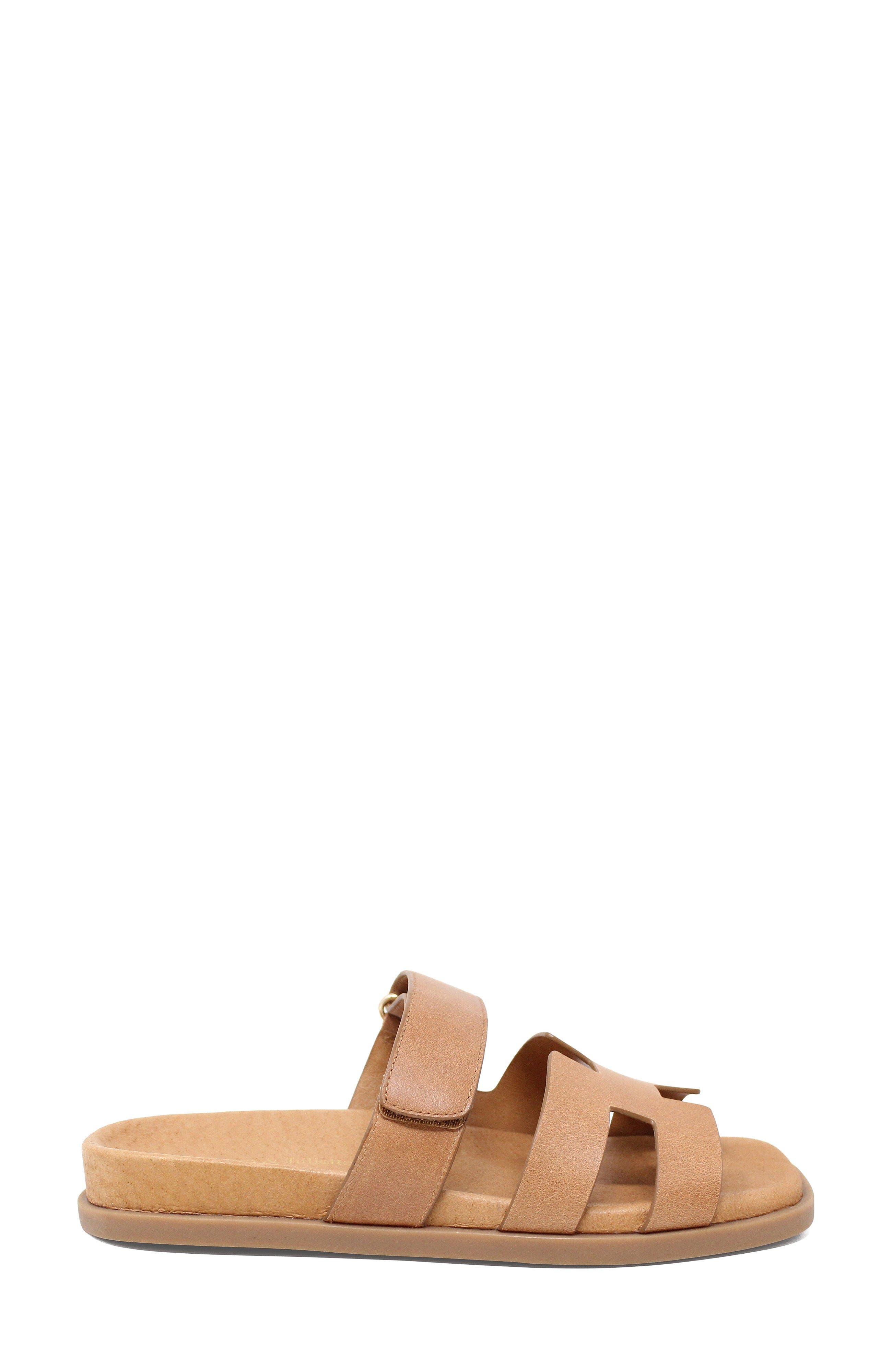 Nodette Flat Sandal Slide, Alternate, color, Tan Leather