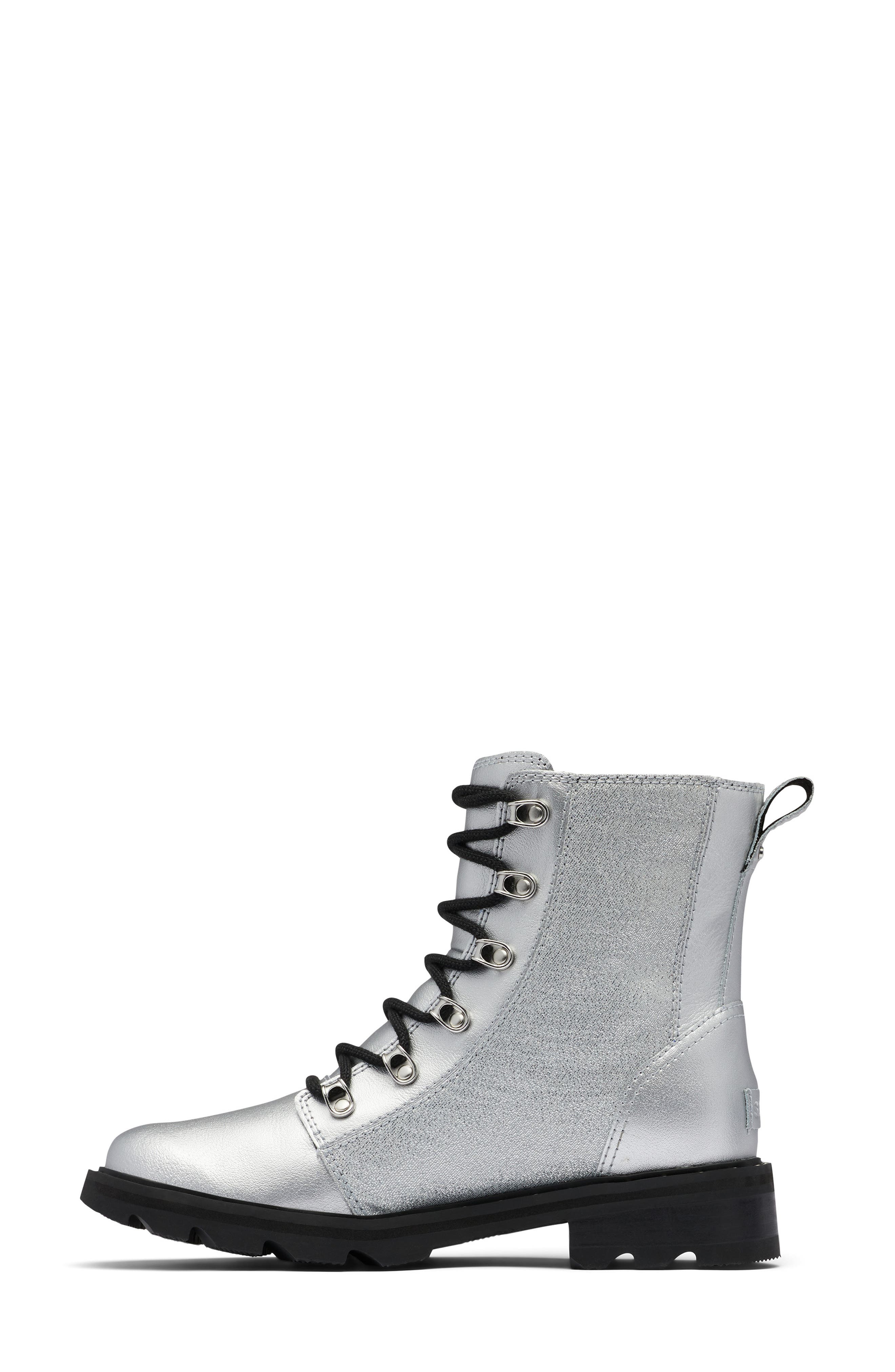 SOREL Lennox Lace Boot, Alternate, color, Pure Silver Black