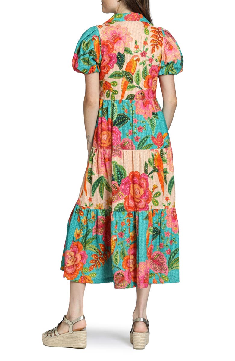 APNY Mix Print Tiered Dress, Alternate, color, Turquoise Multi
