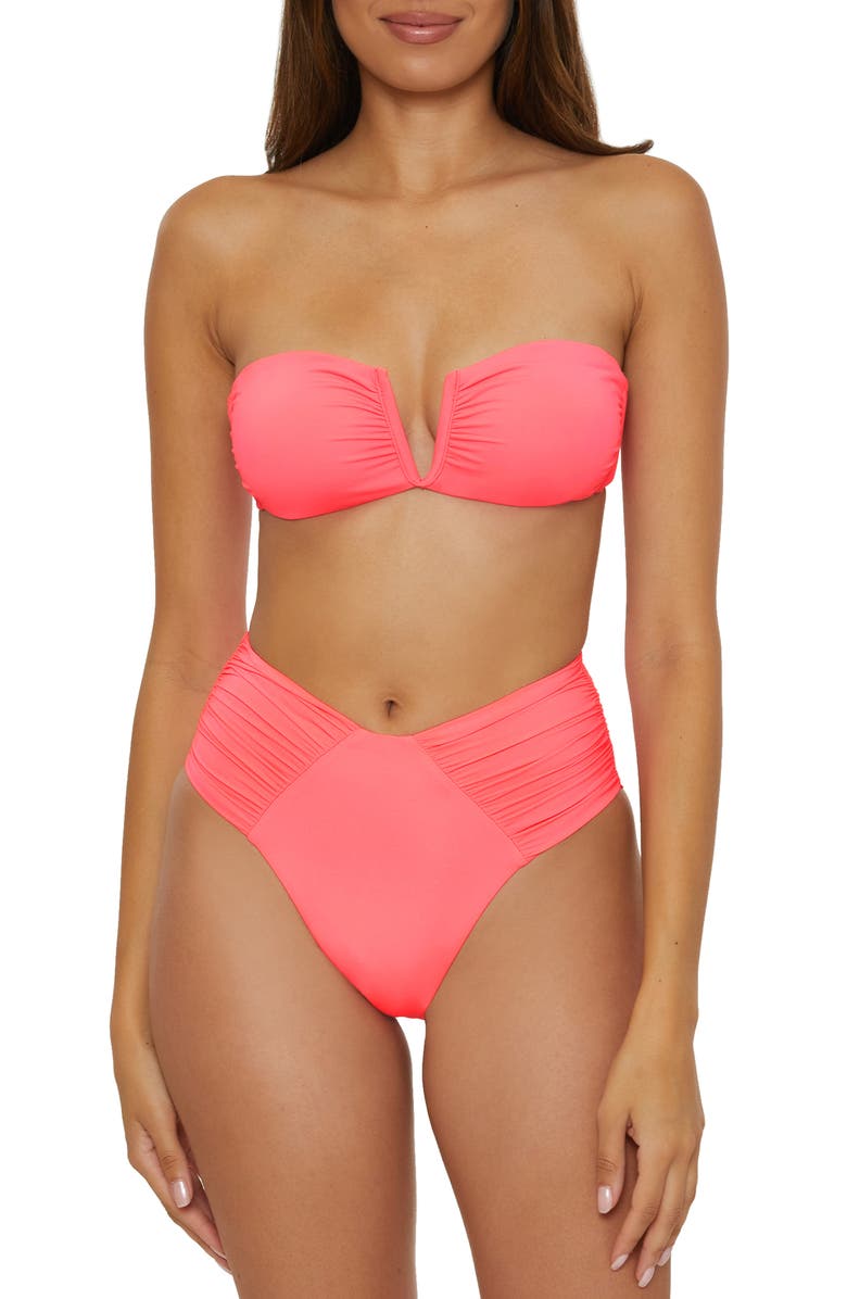 Becca Color Code Bandeau Bikini Top, Alternate, color, Coral Reef