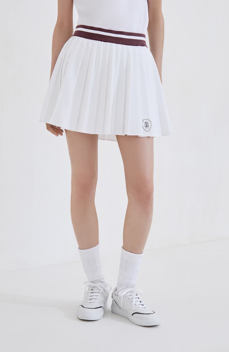 Brunello Cucinelli Pleated skirt with logo, Alternate, color, White