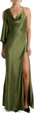 Bardot Anastasia Satin Maxi Halter Dress