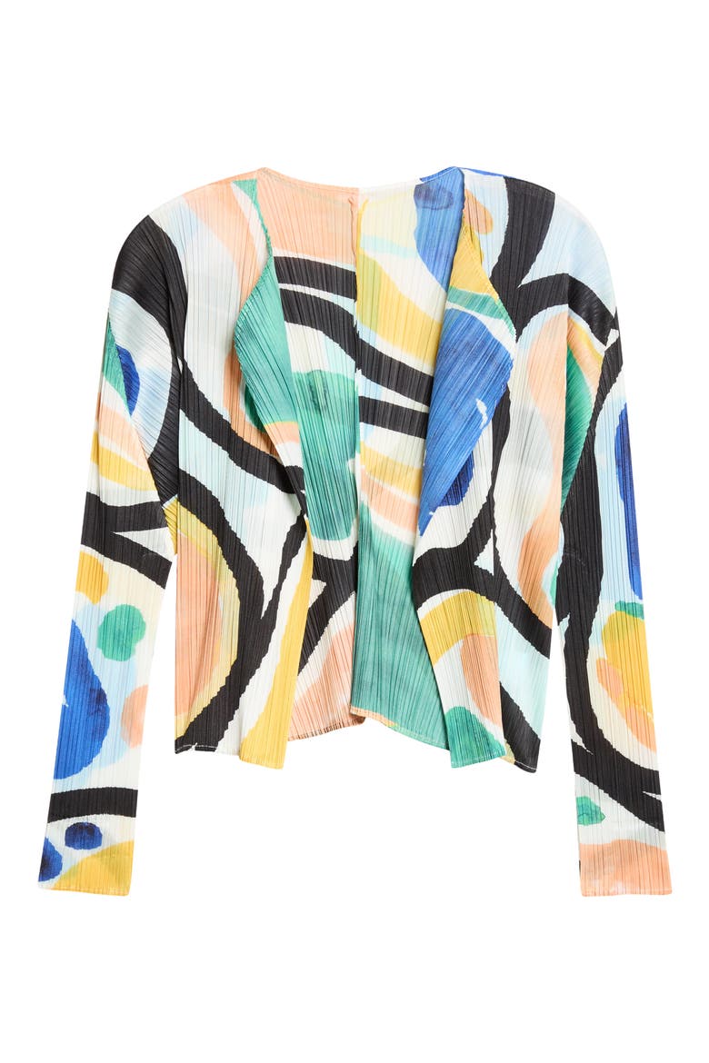 Roll Pleated Open Front Cardigan, Main, color, BLUE MULTI