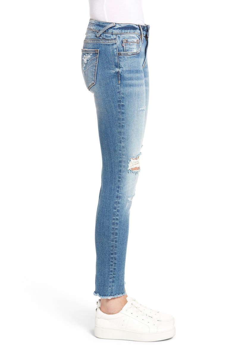 Chelsea Distressed Skinny Jeans, Alternate, color, MED WASH