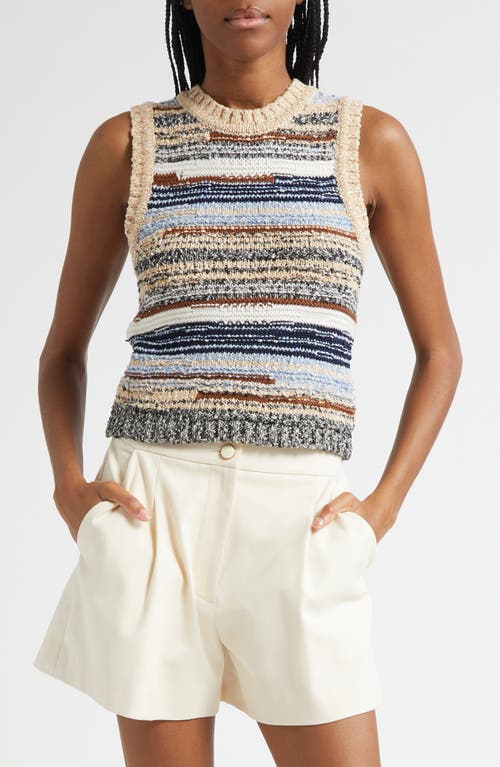 Veronica Beard Jerrel Stripe Crop Sweater Tank In Multi