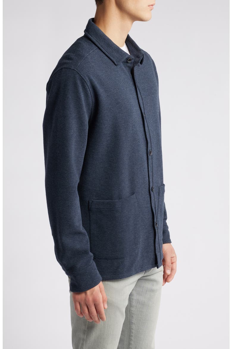 Dugald Mélange Knit Button-Up Overshirt, Alternate, color, BLUE