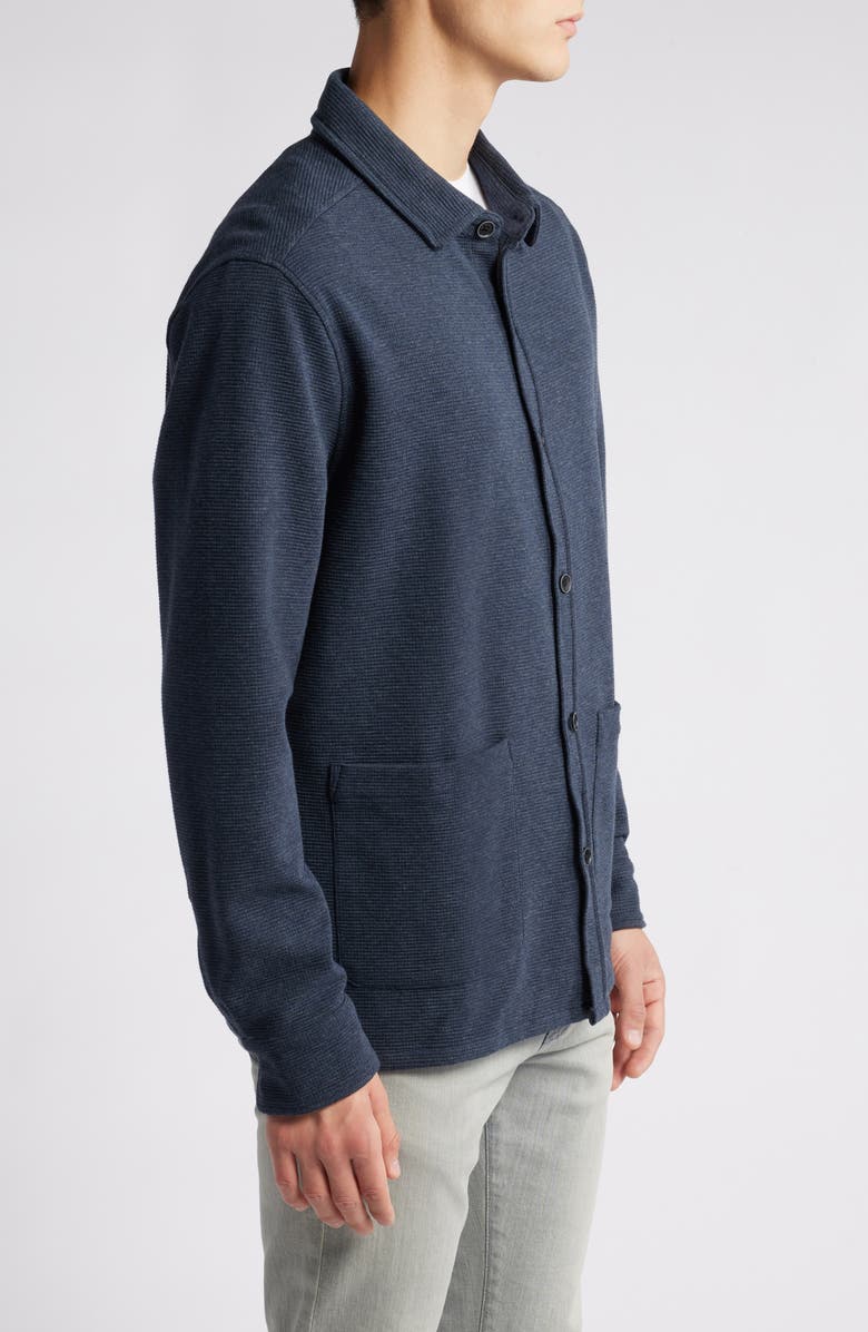 Robert Barakett Dugald Mélange Knit Button-Up Overshirt, Alternate, color, Blue