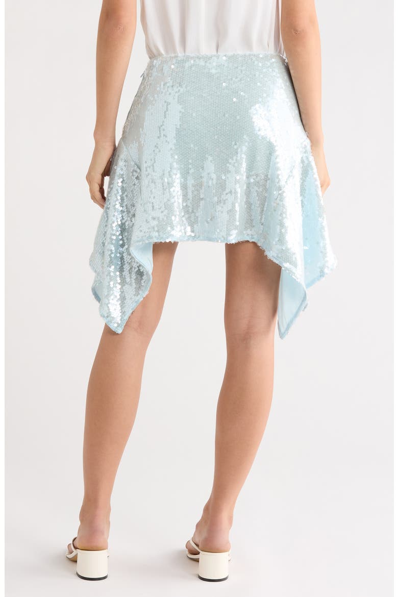 Floral Appliqué Handkerchief Hem Miniskirt, Alternate, color, ICE BLUE