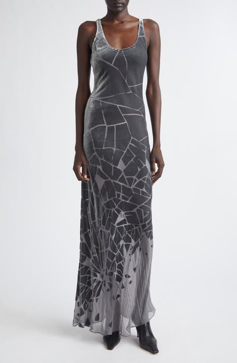 Cracked Jacquard Bias Maxi Dress