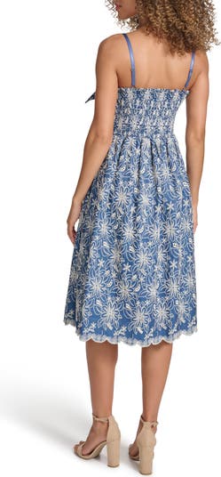 Embroidered Chambray Dress