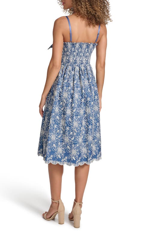 Kensie Embroidered Chambray Dress