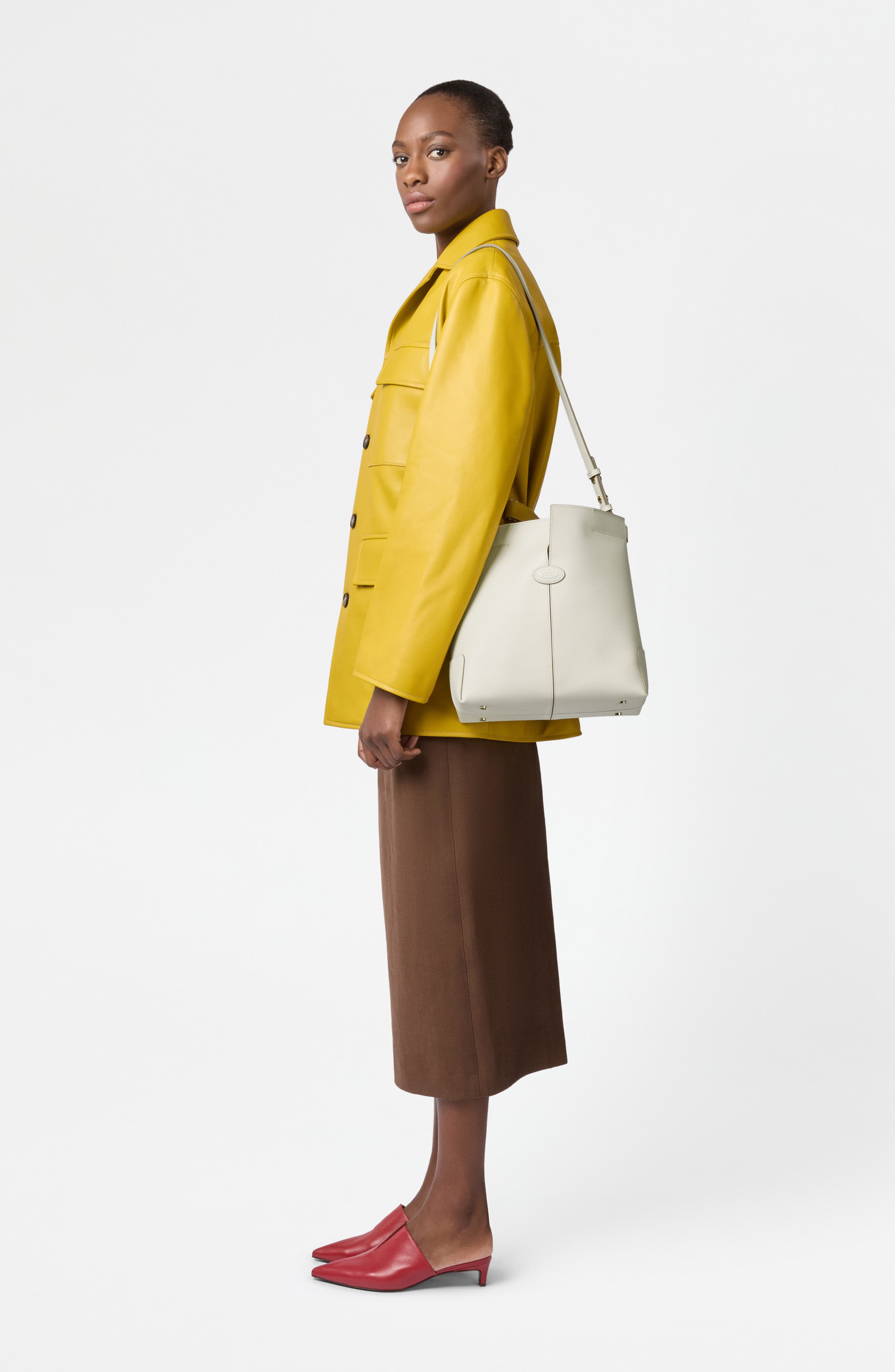 Di Bag Folio Leather Shopper, Alternate, color, BIANCO CALCE