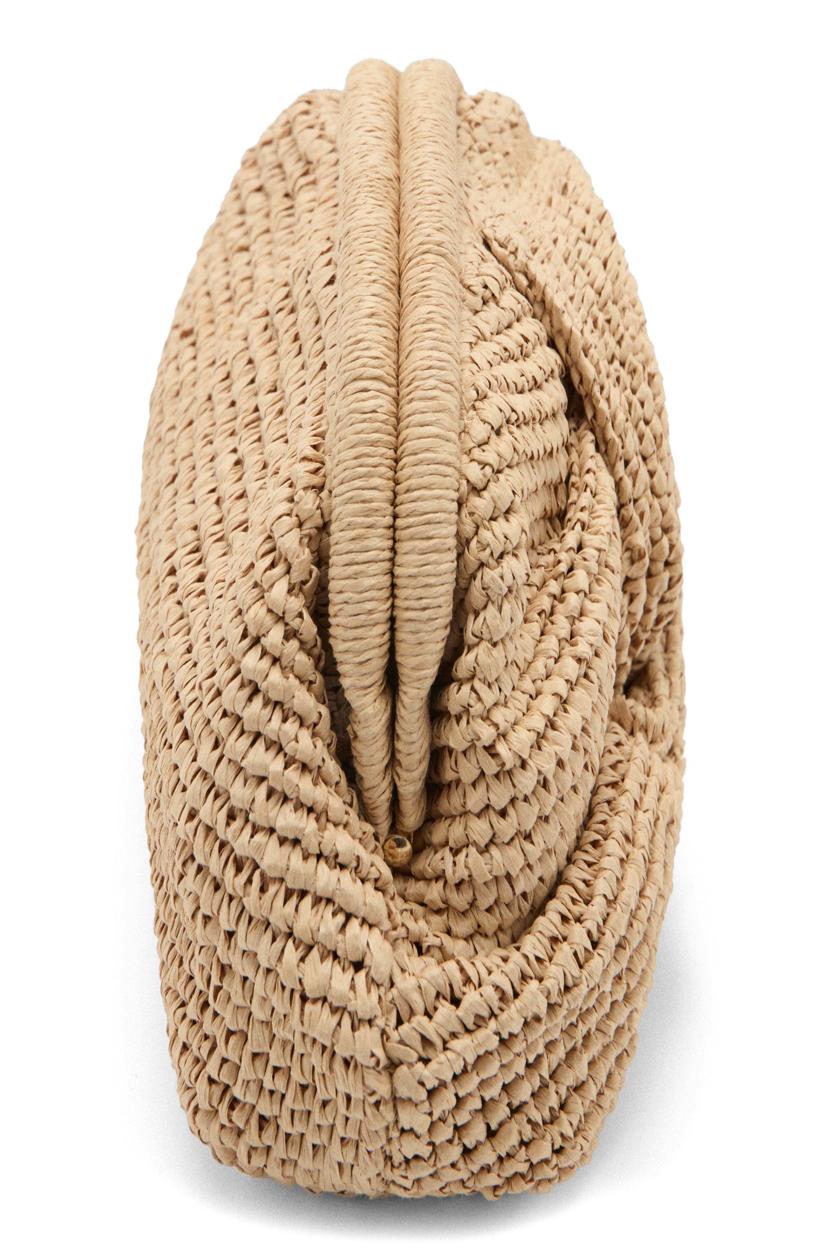 Natural Fiber Frame Clutch, Alternate, color, BEIGE