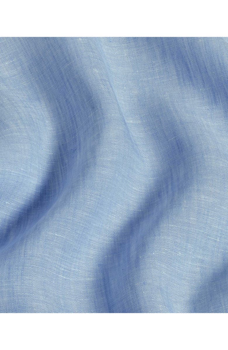 David Donahue Trim Fit Linen Dress Shirt, Alternate, color, Sky