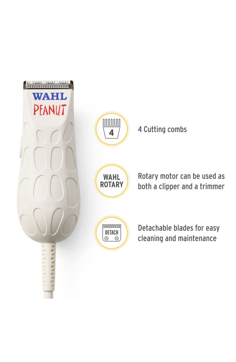 Wahl Professional Peanut - Professional Beard Trimmer and Hair Clipper Kit - Adjustable Hair Cutting Tool with 4 Guide Combs, Alternate, color, White
