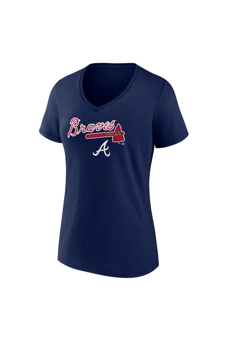 Women's Fanatics Branded Navy Atlanta Braves Team Lockup V-Neck T-Shirt, Alternate, color, Navy