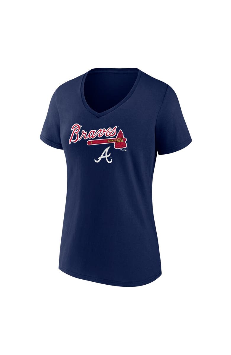 FANATICS Women's Fanatics Branded Navy Atlanta Braves Team Lockup V-Neck T-Shirt, Alternate, color,