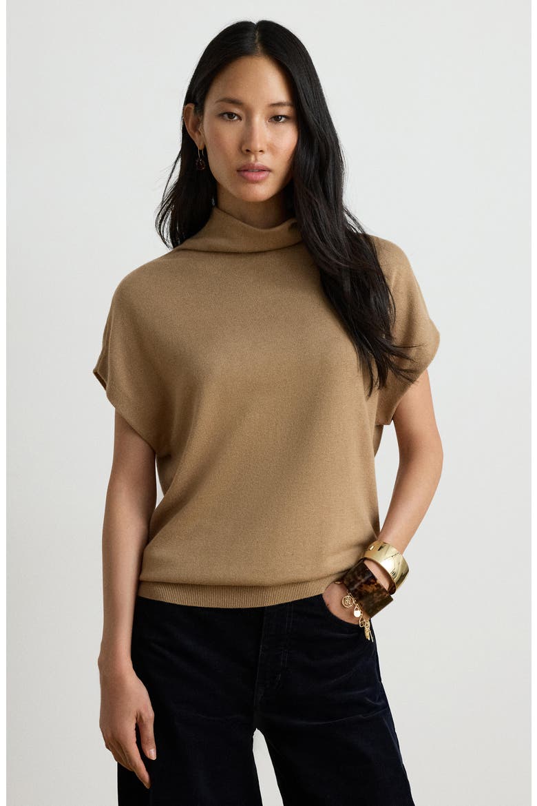 Mock Neck Sweater, Alternate, color, CAMEL BEIGE