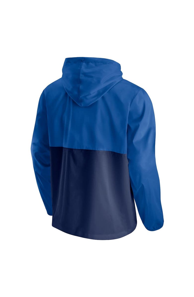 FANATICS Men's Fanatics Branded Blue/Navy Dallas Mavericks Anorak Block Party Windbreaker Half-Zip Hoodie Jacket, Alternate, color, 