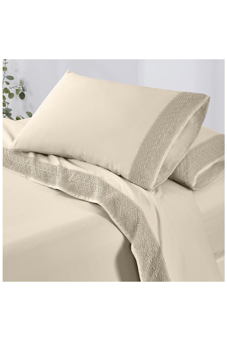 Crochet Lace 4-Piece Sheet Set, Main, color, LINEN