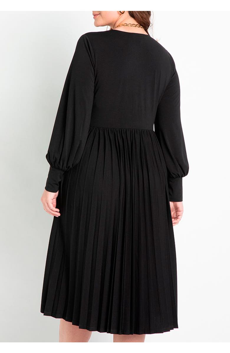 ELOQUII Knot Front Pleated Skirt Dress, Alternate, color, Black Onyx