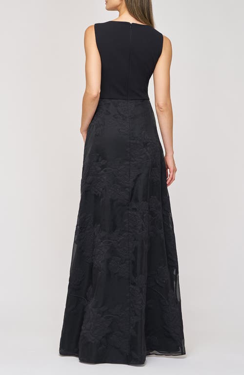 Js Collections Valery Mixed Media Sleeveless Gown In Black