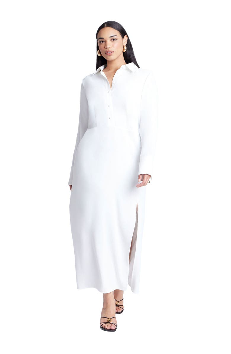 ELOQUII Collared Maxi Shirt Dress, Main, color, Sugar Swizzle