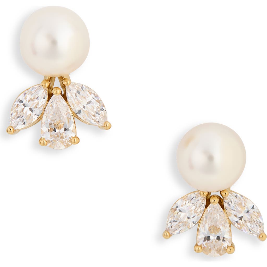 Nadri Chiara Faux Pearl & Cubic Zirconia Stud Earrings In Gold