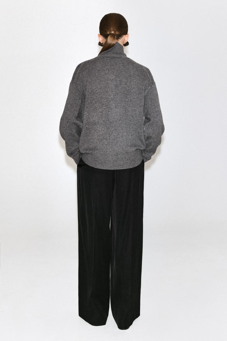Sculpted Cashmere Mock-neck Cardigan, Alternate, color, GRAY MÉLANGE
