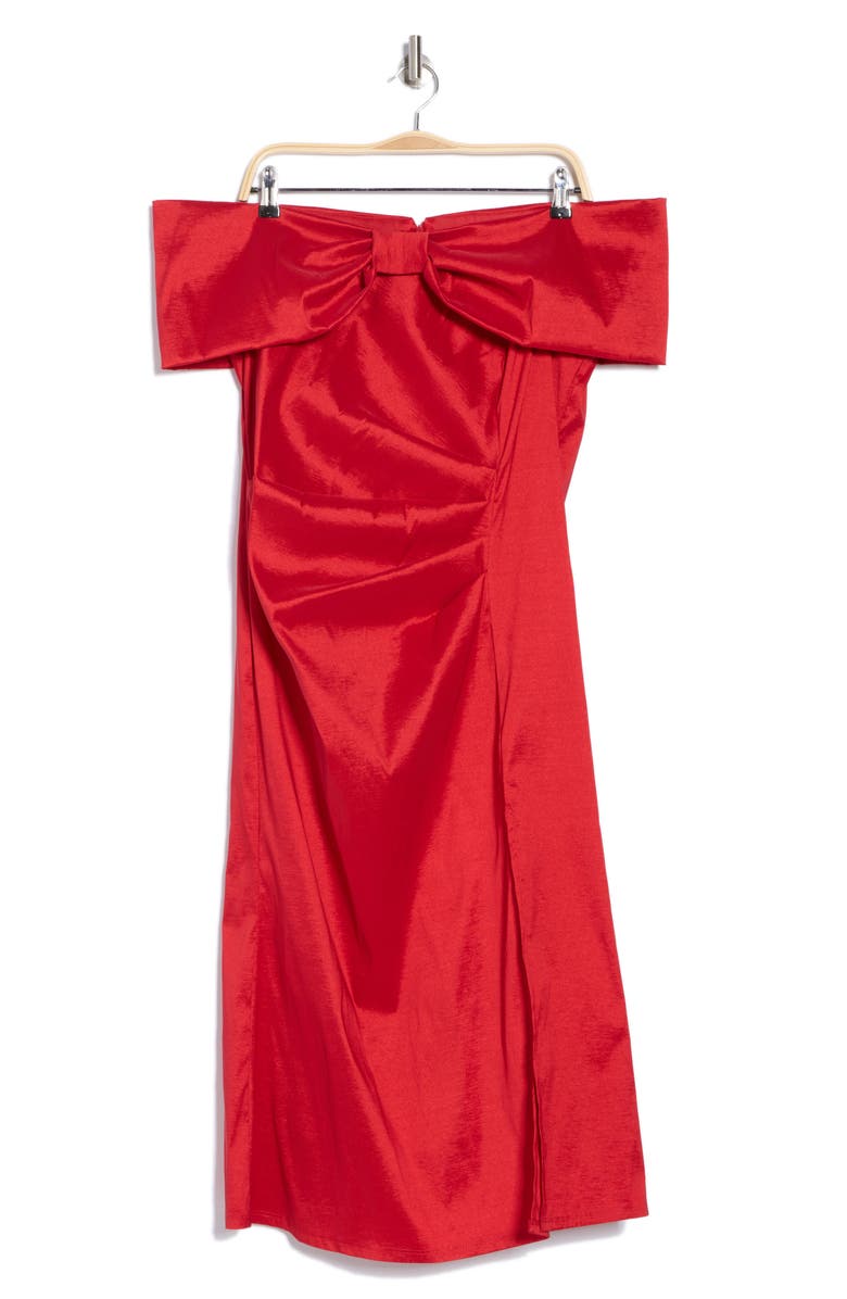 Marina Off the Shoulder Taffeta Cocktail Dress, Alternate, color, Red