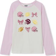 Lands' End Girls Long Sleeve Raglan Graphic T-Shirt