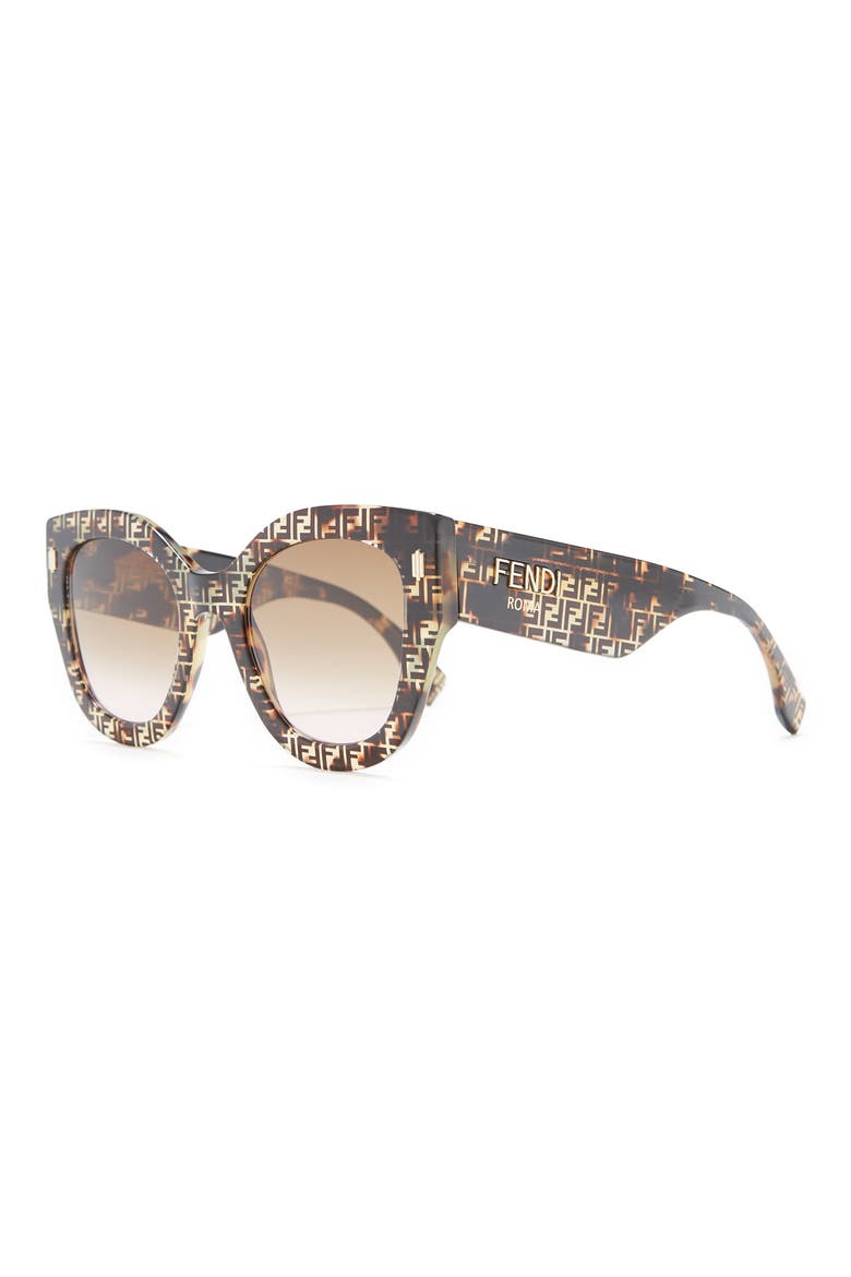 52mm Cat Eye Sunglasses, Alternate, color, TORTOCAMU / BROWN PINK GRAD