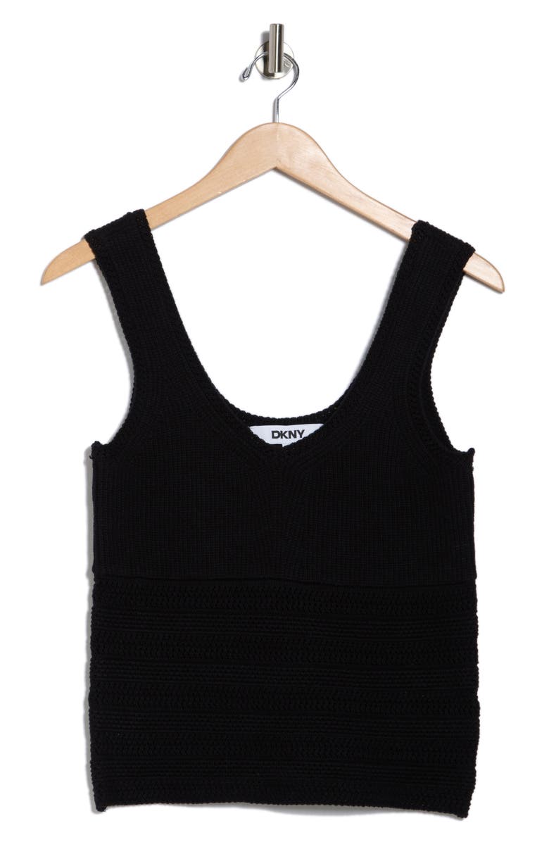 DKNY V-Neck Sweater Tank, Alternate, color, Black