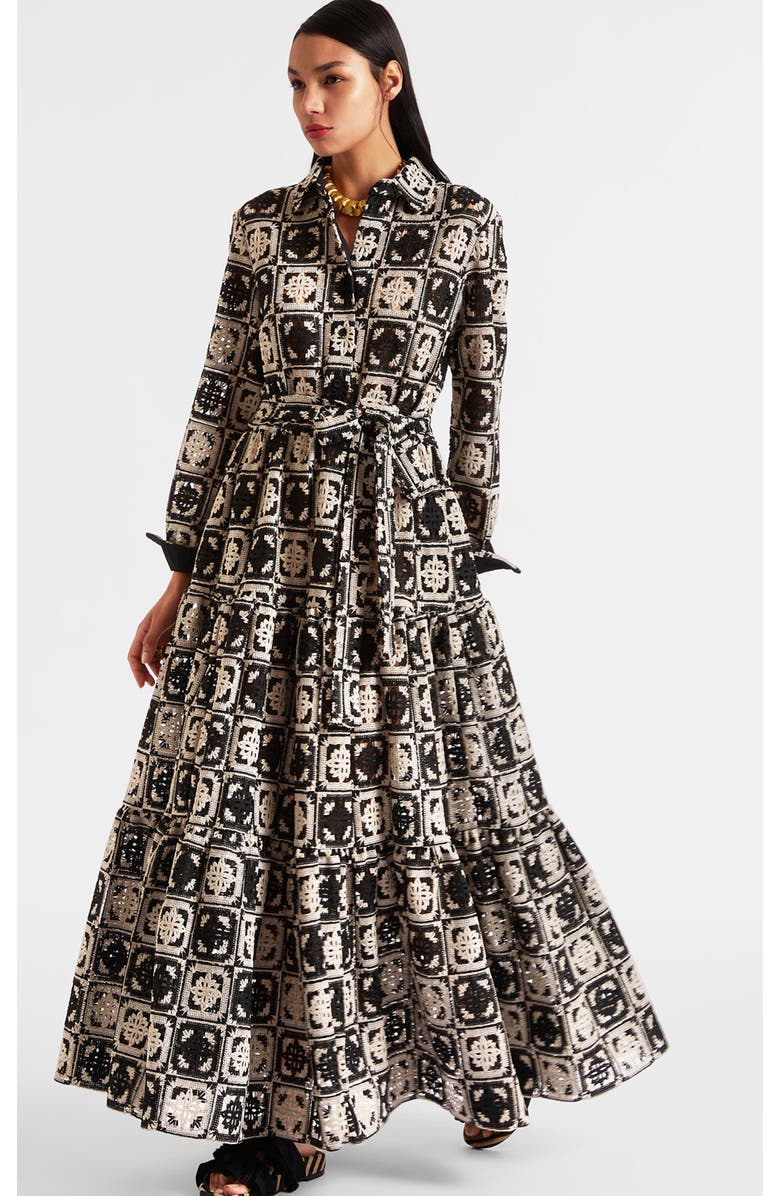 La DoubleJ Bellini Dress, Main, color, Mini Tiles Macrame' Black