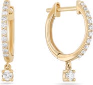 LANA 14k Gold Diamond Dangle Huggie Hoop Earrings