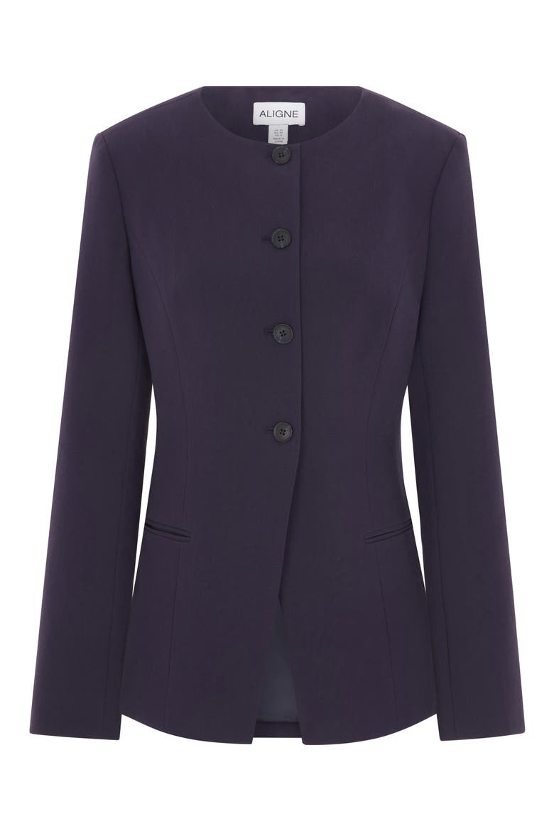 Daphne Collarless Jacket, Alternate, color, NAVY