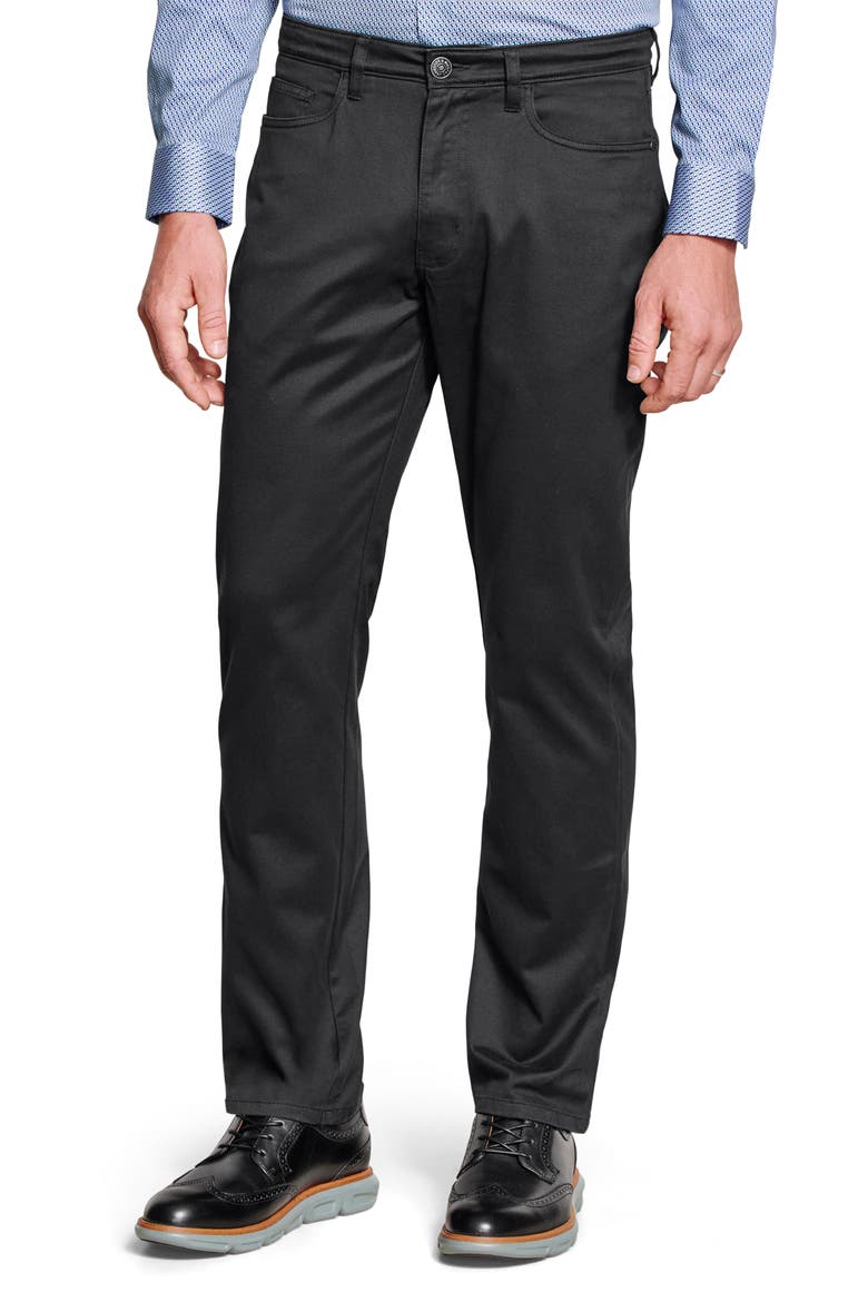 Straight Leg Stretch Cotton 5-Pocket Pants, Main, color, BLACK