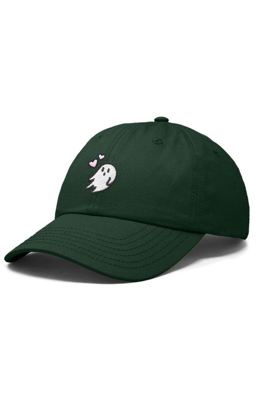 Dalix Heartly Ghost Embroidered Cap In Dark Green