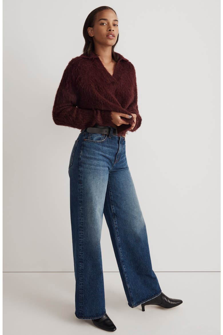 Brushed Polo Sweater, Alternate, color, HEATHER CURRANT
