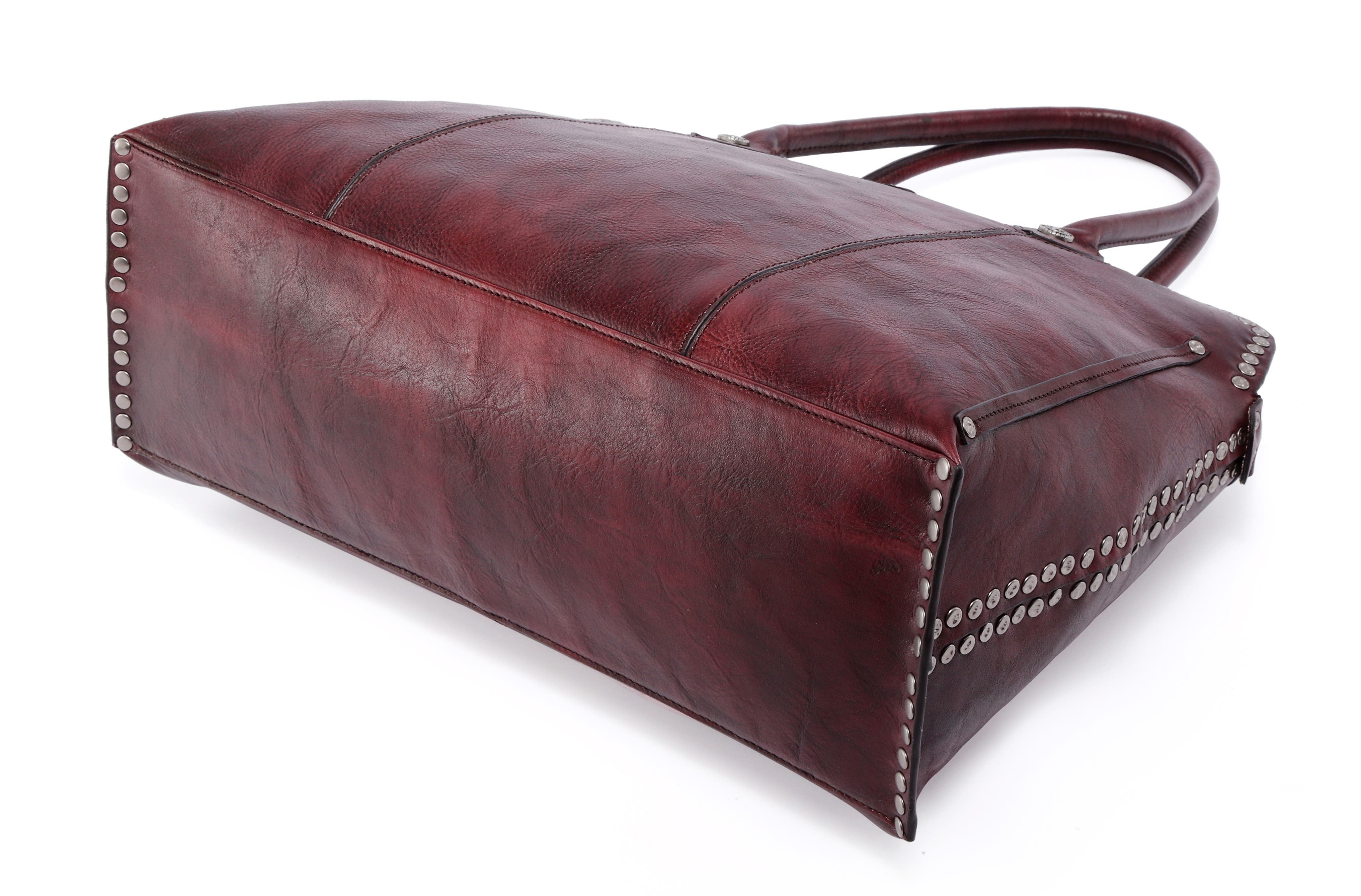 Soul Stud Genuine Leather Structured Satchel, Alternate, color, Rusty Red